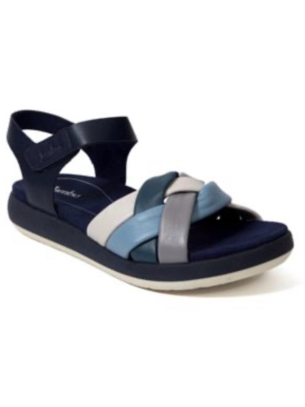 Jambu Women's Helena size 7M. navy blue braided straps EUC